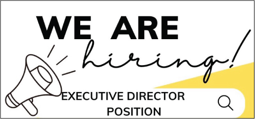 We Are Hiring- Executive Director position graphic with megaphone