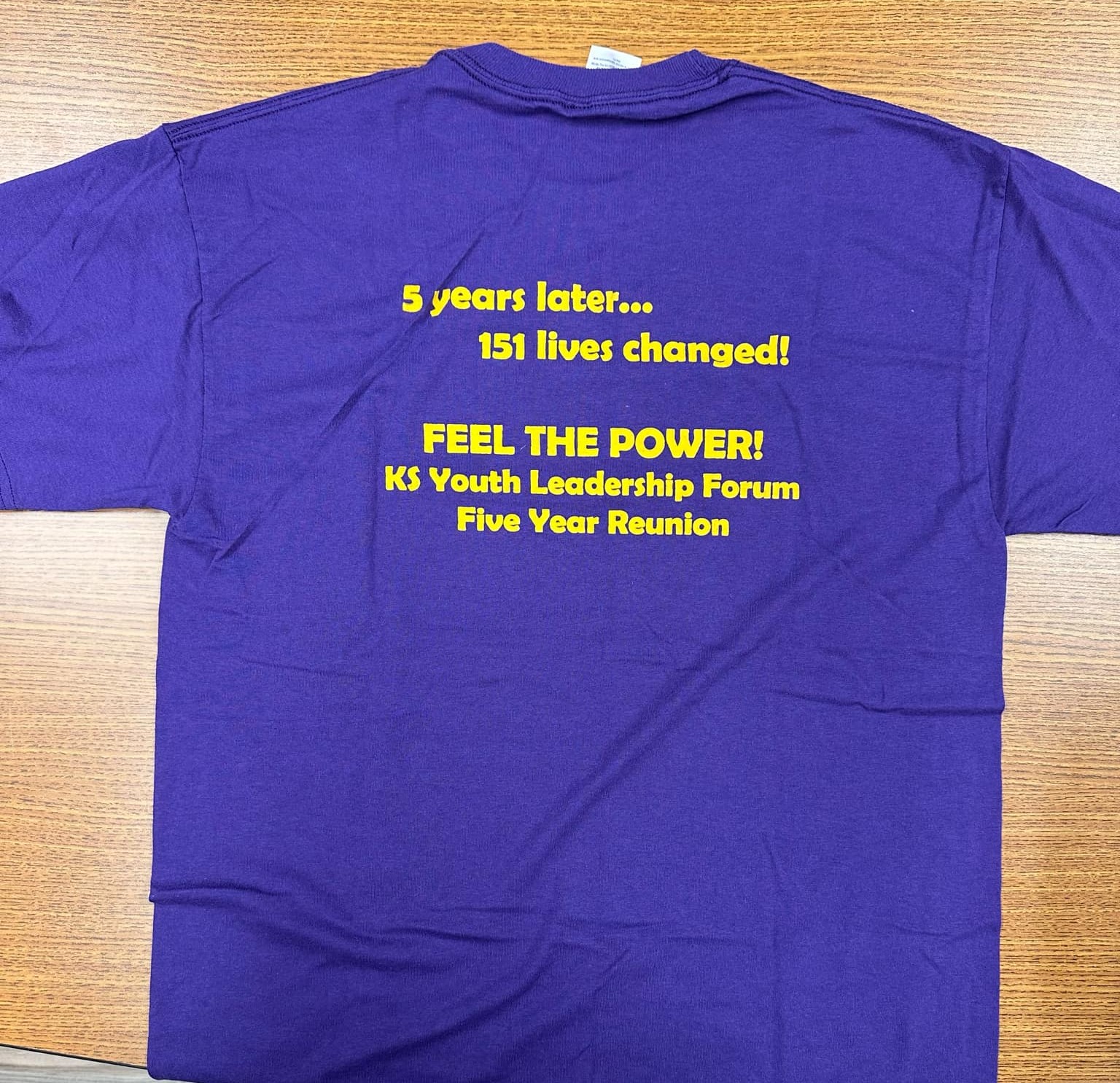 Back of 5 year reunion shirt- full description below photo