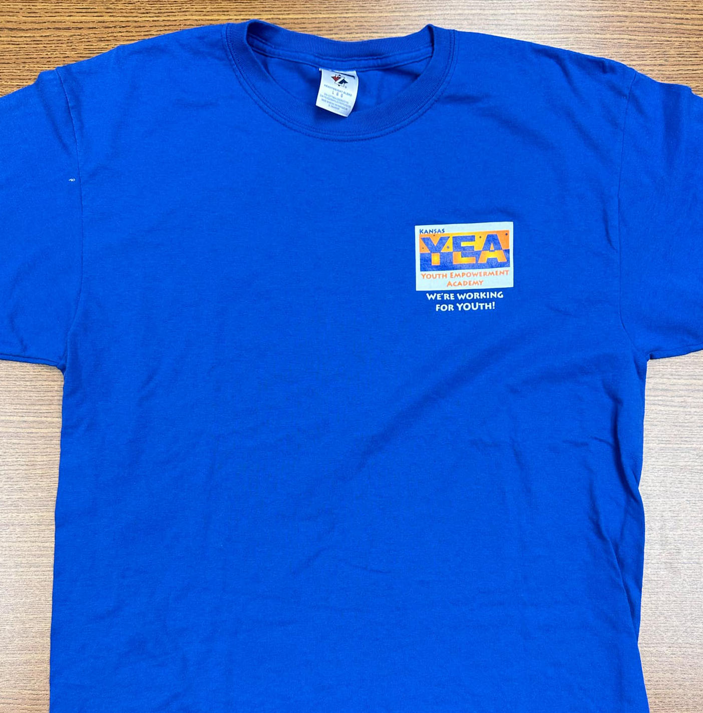 Front of KYEA Ambassador Blue shirt- full description below photo